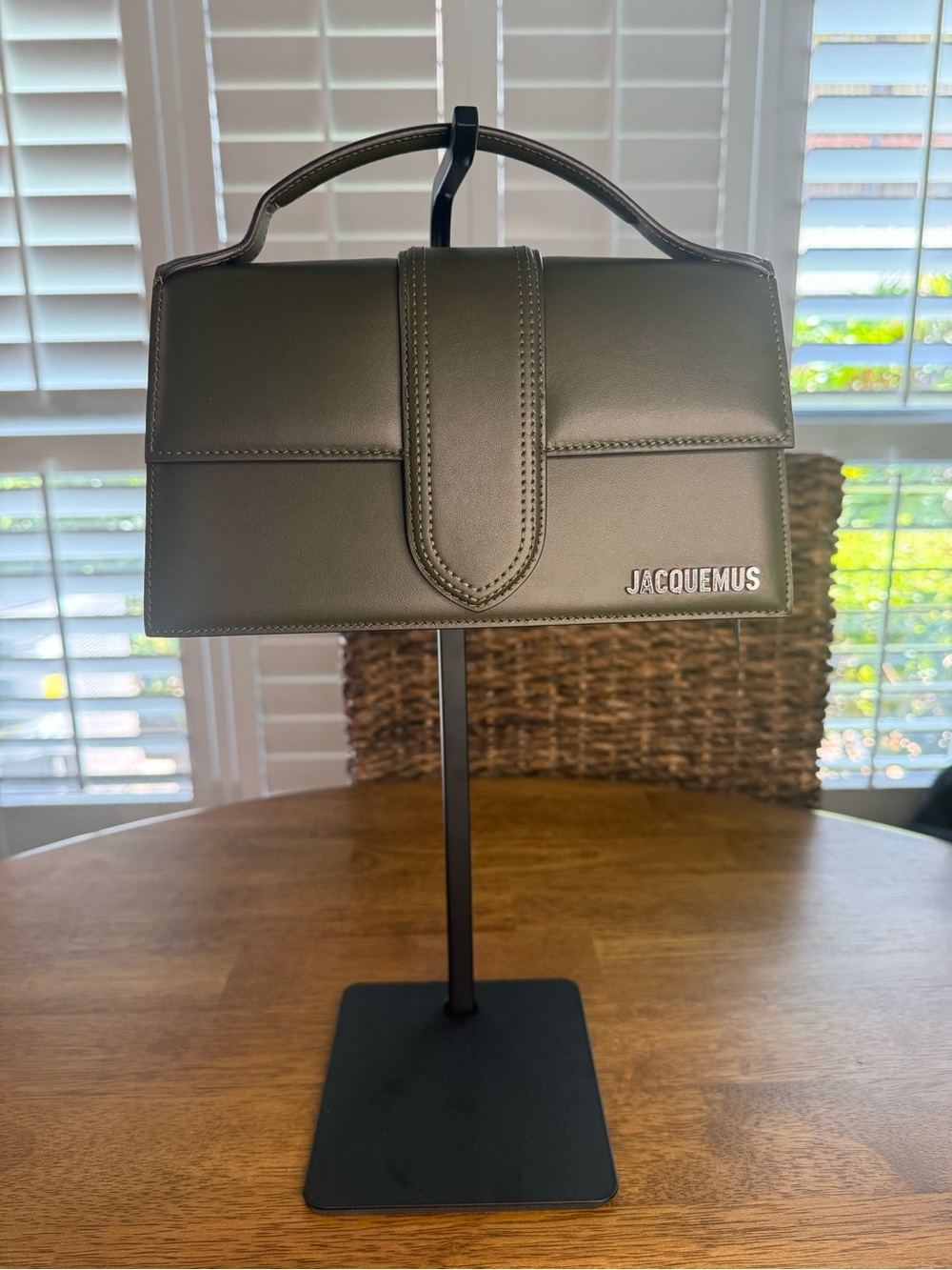 Jacquemus Olive Green Leather Top-Handle Satchel